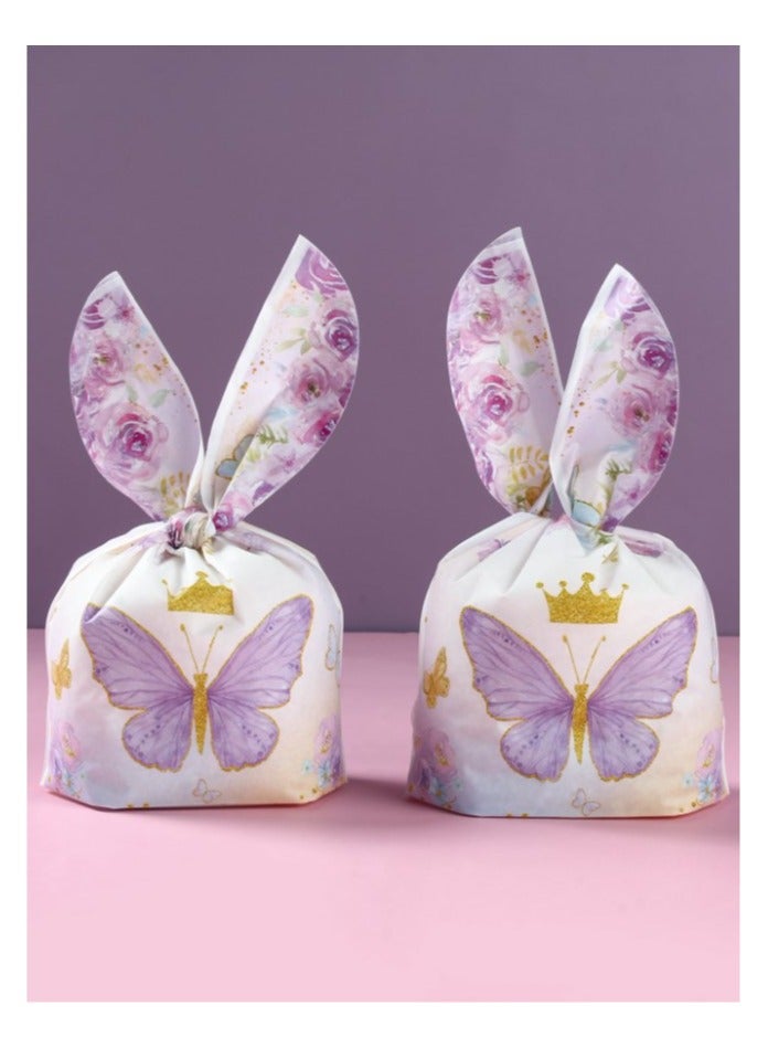 توزيعات العيد 25 قطعة من أكياس توزيعات العيد والهدايا و الحلوى على شكل فراشة أرجوانية للاحتفال بالعيد و لتزيين حفلات أعياد الميلاد وحفلات استقبال المولود الجديد - Image 2